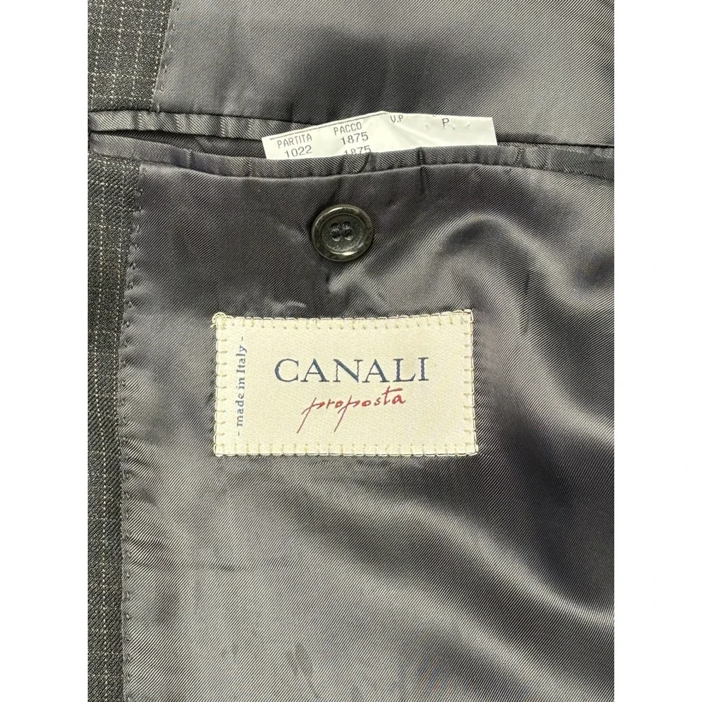 Canali Proposta Mens Charcoal Windowpane Wool Blazer Made in Italy Size 58 L - Picture 8 of 15